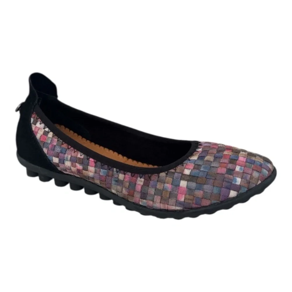 bernie mev. Multicolor Woven Ballet Flat with Black Trim